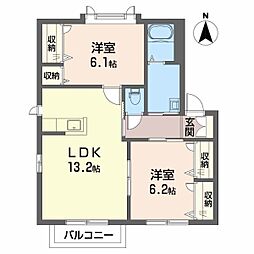 ウエストフィールドA 2LDKの間取図画像