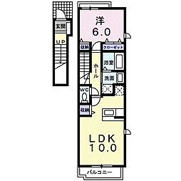 セレノ東野A 1LDKの間取図画像