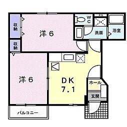 サントル吉藤A 2DKの間取図画像