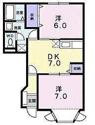 フロムガーデン2 2DKの間取図画像