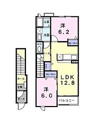 リヴァーパーク2A 2LDKの間取図画像