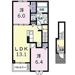 シャルマン4 2LDKの間取図画像