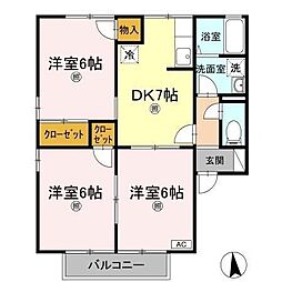 セジュール久万ノ台A 3DKの間取図画像