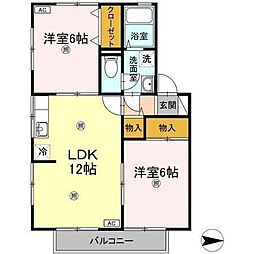 ハイカムール正円寺 2LDKの間取図画像