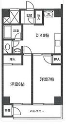 芝ロイヤル 2DKの間取図画像