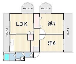 芦屋東山プリンス 2LDKの間取図画像