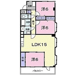 ライツェント浜芦屋 3LDKの間取図画像