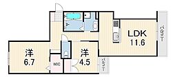 LaLaBrezza芦屋翠ヶ丘 2LDKの間取図画像