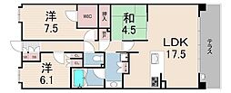 パークシュロス芦屋 3LDKの間取図画像