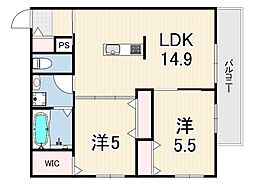 LA VITA摂津本山 2LDKの間取図画像
