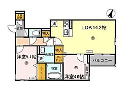 サンパティーク住吉 2LDKの間取図画像
