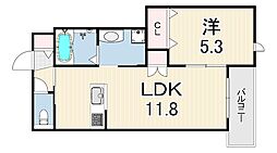 LA VITA摂津本山 1LDKの間取図画像