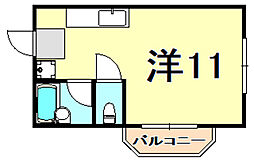 ファミネス芦屋 ワンルームの間取図画像