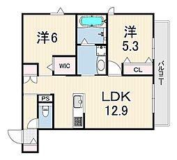 LA VITA摂津本山 2LDKの間取図画像