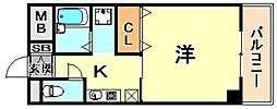 サンセールハヤシ 1Kの間取図画像