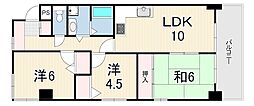 エルネスト甲南山手 3LDKの間取図画像