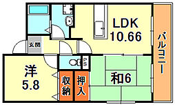 グリーングラス魚崎 2LDKの間取図画像