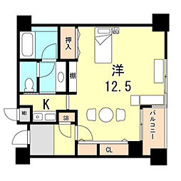 ルーア芦屋 1Kの間取図画像