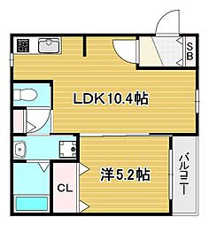 カーサセレーナ住吉 1LDKの間取図画像