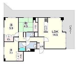 クレフ本山 3LDKの間取図画像
