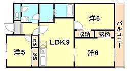 オーリッツコート甲南山手 3LDKの間取図画像