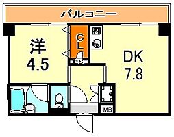 サンライズコート 1DKの間取図画像