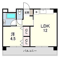 住吉ハイツ(I) 1LDKの間取図画像