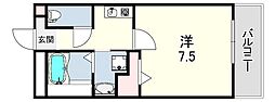 クラシェス北青木 1Kの間取図画像