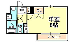 ペルル芦屋 ワンルームの間取図画像