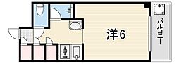 キューブ芦屋 ワンルームの間取図画像
