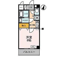 ドール魚崎 1Kの間取図画像