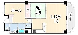 ローズハイツ芦屋 1LDKの間取図画像