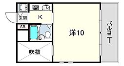 ジョイフル東灘2 1Kの間取図画像