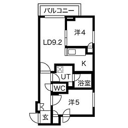 クラッセ札幌シティアクシアノーステラス 2LDKの間取図画像