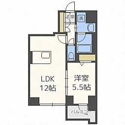 マストライフ南4条 1LDKの間取図画像
