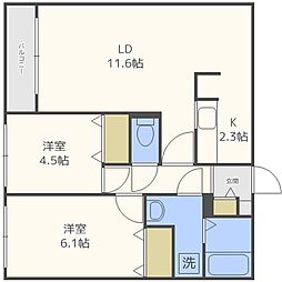 BlancShard南円山 2LDKの間取図画像