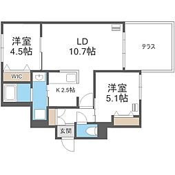 RESIDENCESHINMEI新道東 2LDKの間取図画像