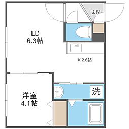 SASA南郷 1LDKの間取図画像