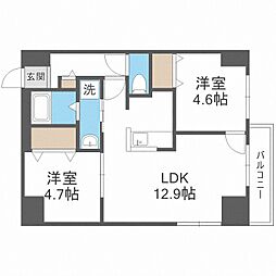 ブランシャールALAIN北18条 2LDKの間取図画像