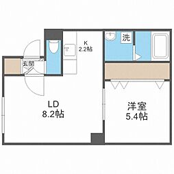 キューブ中の島2-3N 1LDKの間取図画像