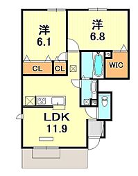 コート・ド・メール2番館B 2LDKの間取図画像