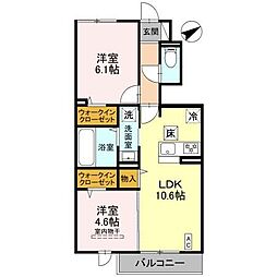 アルコバレーノX 2LDKの間取図画像