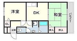 サングレース北別府 2DKの間取図画像