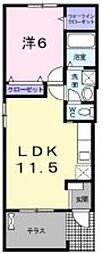 エンテラス池内B 1LDKの間取図画像