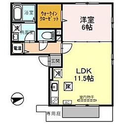 ラフィーネ林2 1LDKの間取図画像