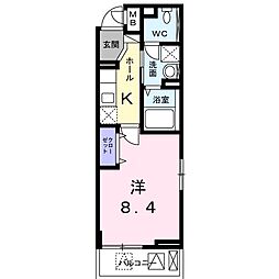 メルセイユ 1Kの間取図画像