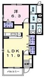 メゾン・ド・フルール1 1LDKの間取図画像