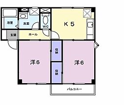 フラワーヒルズ 2Kの間取図画像