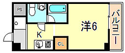 パラディッソコート ワンルームの間取図画像