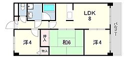 日宝アドニス塩屋 3LDKの間取図画像